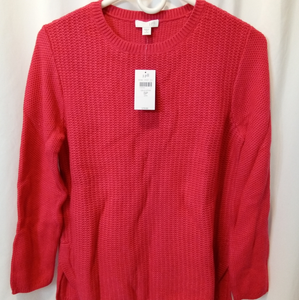 NWT Cable Knit Sweater Ribbed Raspberry Crew Neck Warm Cozy Office Party Casual